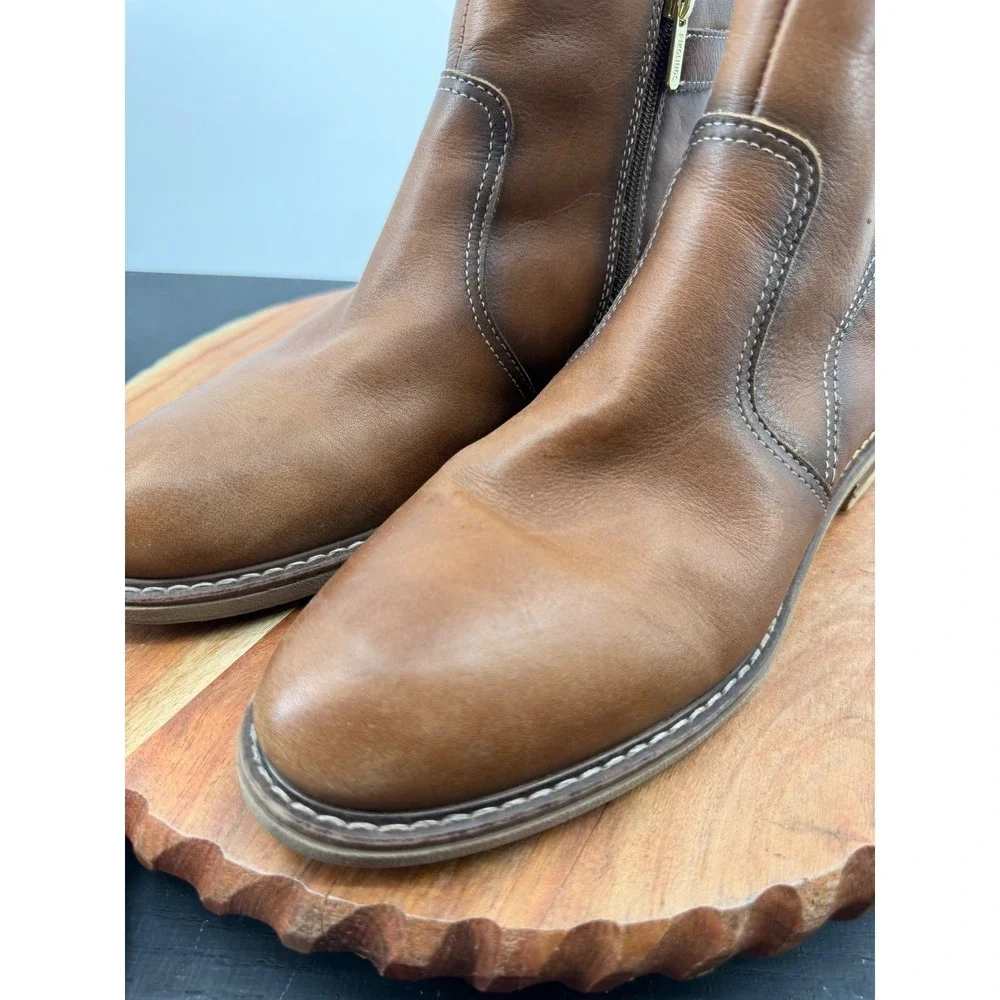 Pikolinos Aldaya Ankle Boots 40 9.5-10 Tan Leather Buckle Zip Lug Sole Booties
